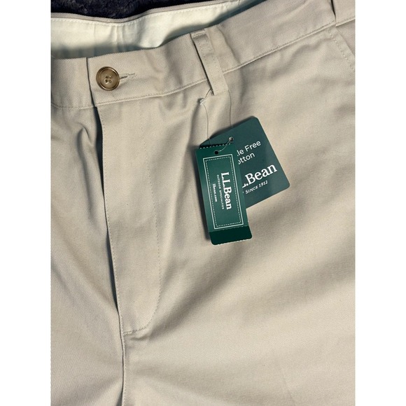 LL Bean‎ Mens Khaki Shorts Size 35W Wrinkle Free Cotton Comfort Waist NEW - Picture 2 of 6
